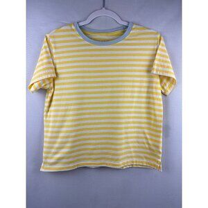 Free Assembly Yellow & White Striped Organic Cotton T-Shirt S
